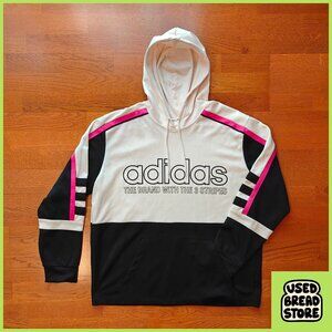 Adidas Black and White Hoodie with Pink Accents